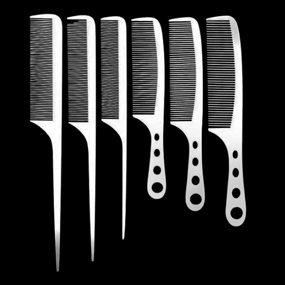 Silver Hairdressing Styling Comb Stainless Steel Metal Barber Comb New Anti Static Comb Barber