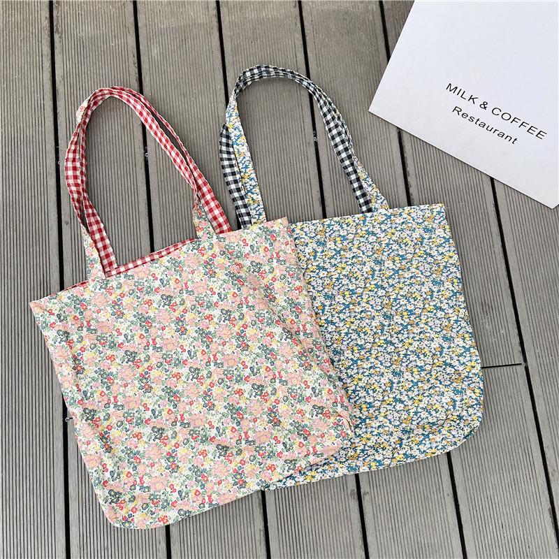 Trendy Red Plaid Cotton Linen Shoulder Bag For Women With Mobile Pocket