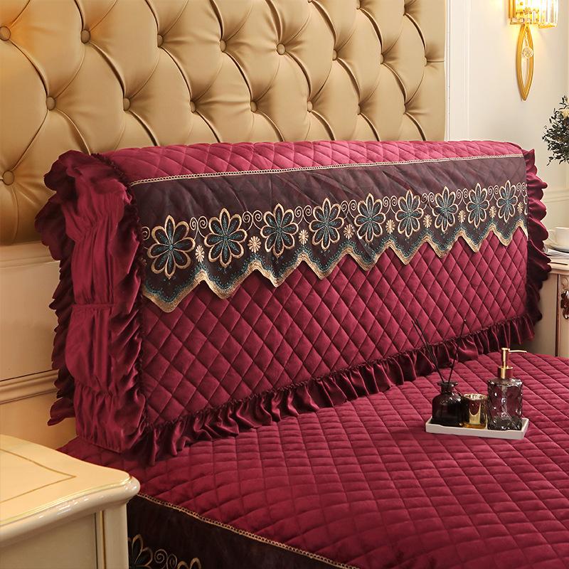 Короткий плюшевый стеганый чехол на изголовье «все включено», размер King Twin, кружевной чехол на голову кровати, пылезащитный чехол на спинку кровати 220x60 см