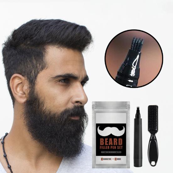 Карандаш для заполнения бороды Используйте простой многоцелевой натуральный набор из 4 наконечников для заполнения бороды для макияжа