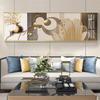 Abstract Geometric Golden Elk Canvas Painting Ginkgo Biloba Posters and Prints Wall Art Pictures Living Room Home Decor No Frame