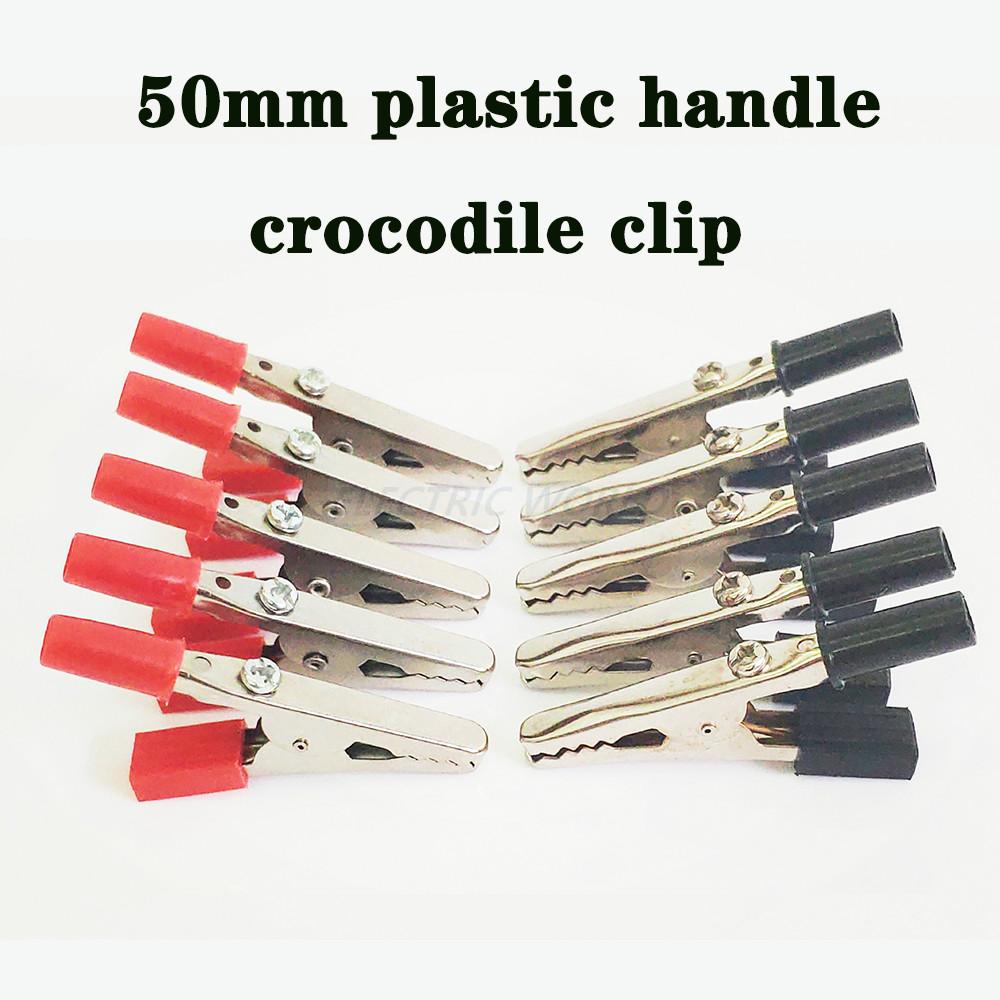 Alligator Clips Crocodile wire clip 50mm Plastic Handle Test Probe Metal Connector Socket battery Plug 100A Electirc testing