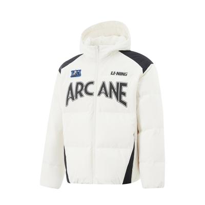 Li Ning X League Of Legends Collaboration, серия Shattered City, цветной блок с буквами, капюшон, удобная короткая куртка-пуховик, унисекс, верхняя одежда AYMU717-1