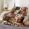 Праздничный лоскутный плед из фланели с рождественскими снежинками, остролистом, клеткой и ягодными узорами для дивана, кровати