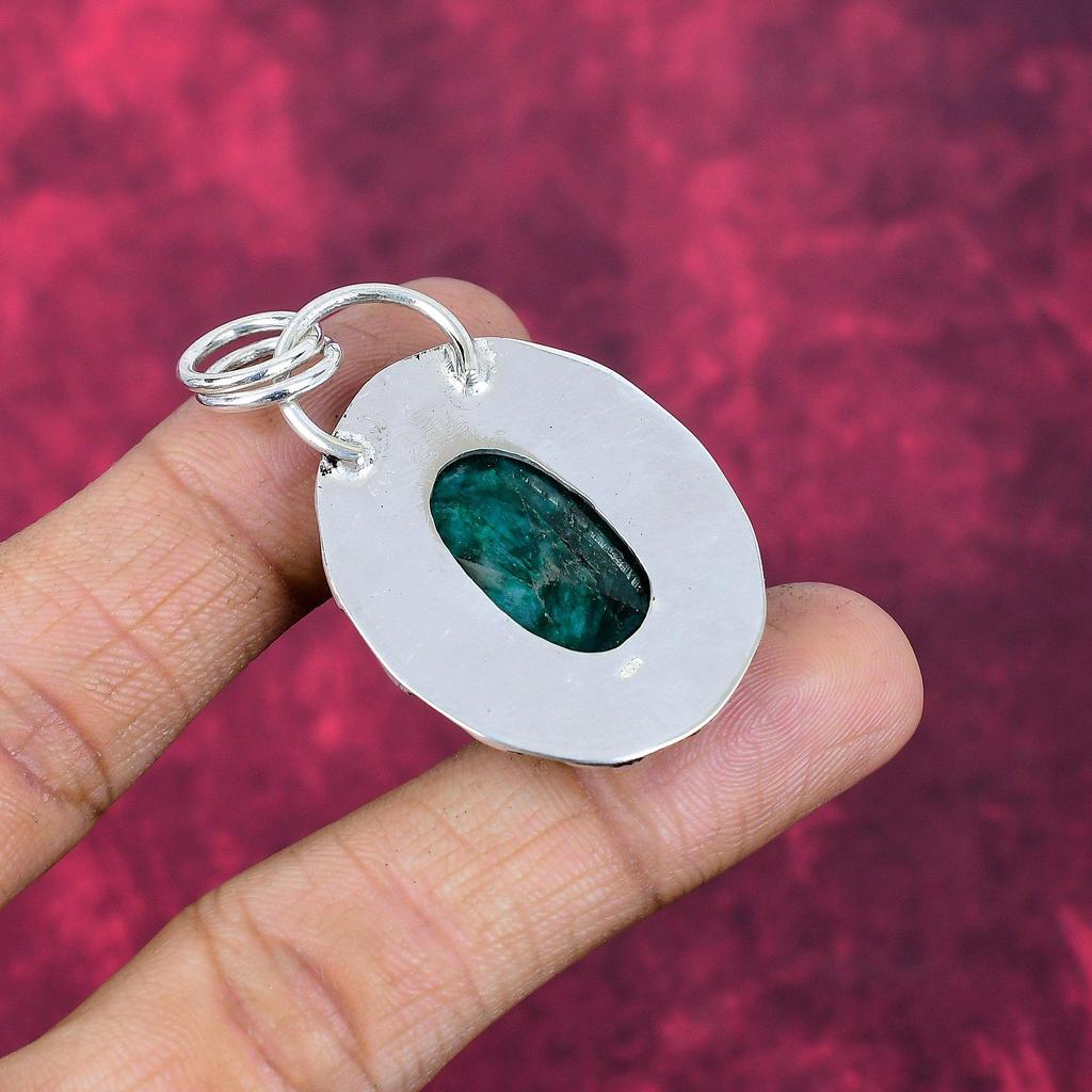 Подвеска с искусственным изумрудом, Подвеска из стерлингового серебра 925 пробы, Ювелирные изделия с драгоценными камнями, Подвеска ручной работы, Удивительные ювелирные изделия, Подарок для нее