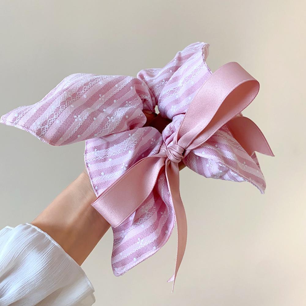 Elastic Plaid Silk Ribbon Scrunchies Korean Style Large Intestine Hair Ring Daily