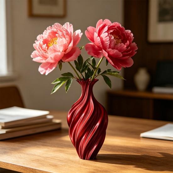 3D Printed Flower Vase, Silk-Like Elegant Vase, Twisted Minimalist Flower Arrangement Holders, Nordic Style Coffee Table & Shelf Office Decor