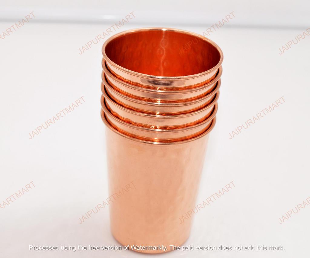 Медный кованый стакан для воды для питья Набор из 6 штук
