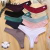 Сексуальные женские трусики, стринги, нижнее белье, хлопковые женские трусы с v-образной талией, однотонное нижнее белье с Т-образной спинкой, мягкое вафельное белье