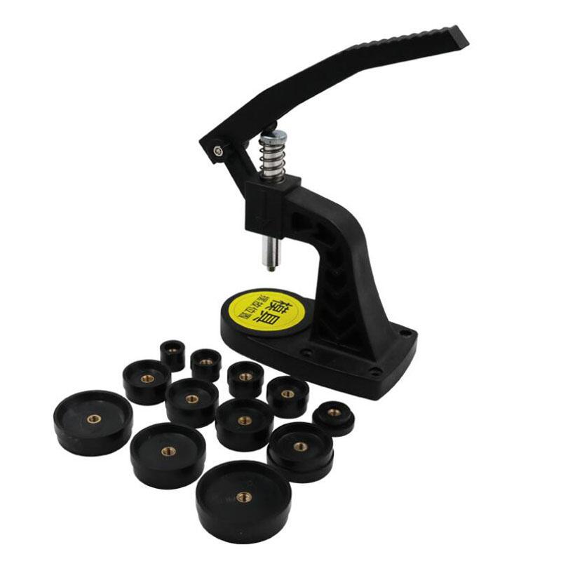 Инструмент для прессования часов с набором инструментов для замены батарейки для часов, 12 штампов, ручной пресс для стекла, передней и задней крышки корпуса часов, винтовой пресс