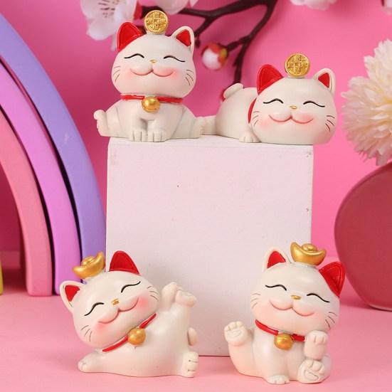 Очаровательная фигурка счастливого кота в разных позах, праздничная коллекционная игрушка