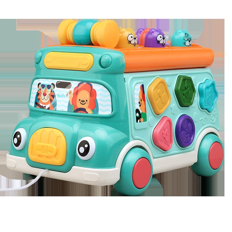 Двуязычная детская мультяшная игра-стучалка «Автобус» с музыкой