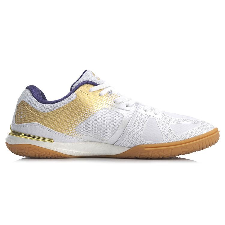 Li Ning Qilin Устойчивые к истиранию Нескользящие Низкие Тренировочные Кроссовки Унисекс Белый Золотой APPP001-2