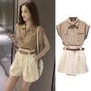 Women's Summer Office Suit Short Sleeve + Shorts 2 Piece Set