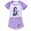 Kids Girls Anime Cartoon POP Singer Super Star Zoey Rumi Mira Print Short Sleeves T-Shirt Shorts Pants Casual Clothes Set