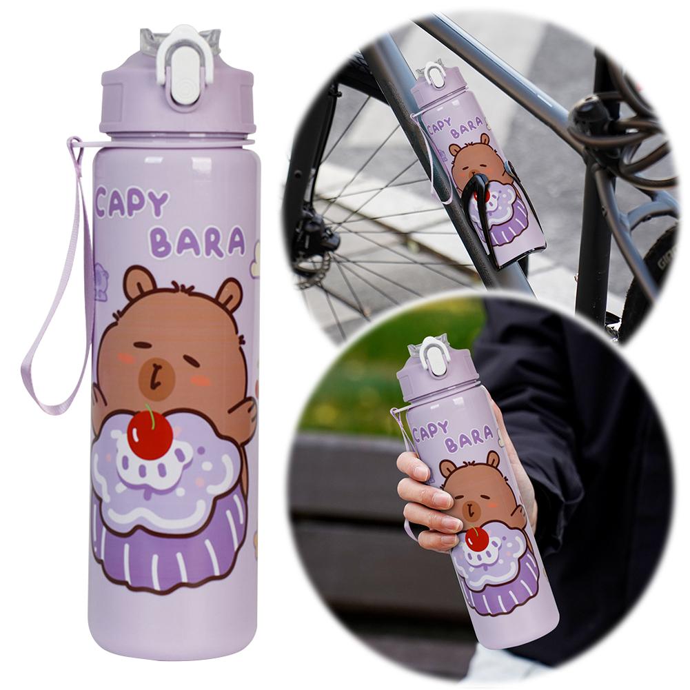 800/700ml Capybara Sport Water Bottle with Straw & Handle Travel Water Cup Large Capacity Kawaii Water Bottle for Fitness Sports