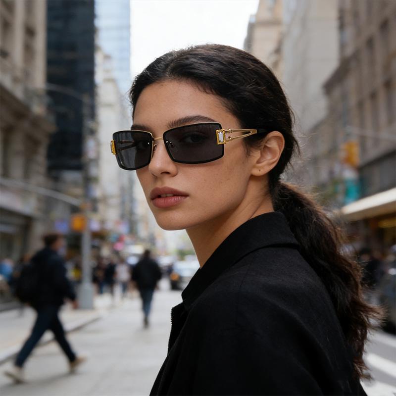 Small Fresh Gradient Metal Square Sunglasses Women Men Rimless Luxury Sun Glasses Beach Travel Party Shade Glasses