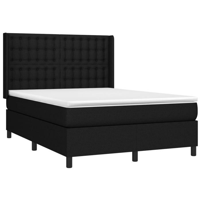 Maison Exclusive - Sommier à lattes de lit matelas et LED Noir 140x190 cm Tissu