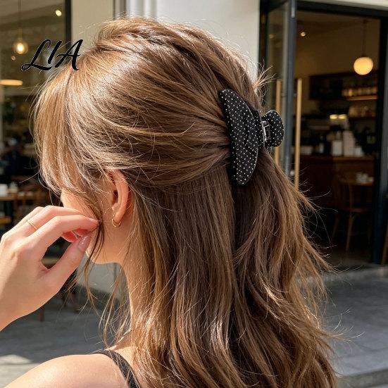 Geometric Hair Clips Polka Dot Claw Clip for Women, 3.9 Inch Black/White/Red Big Clips, Large Fashionable Jaw Accessory, Strong Hold No Slip Thick or