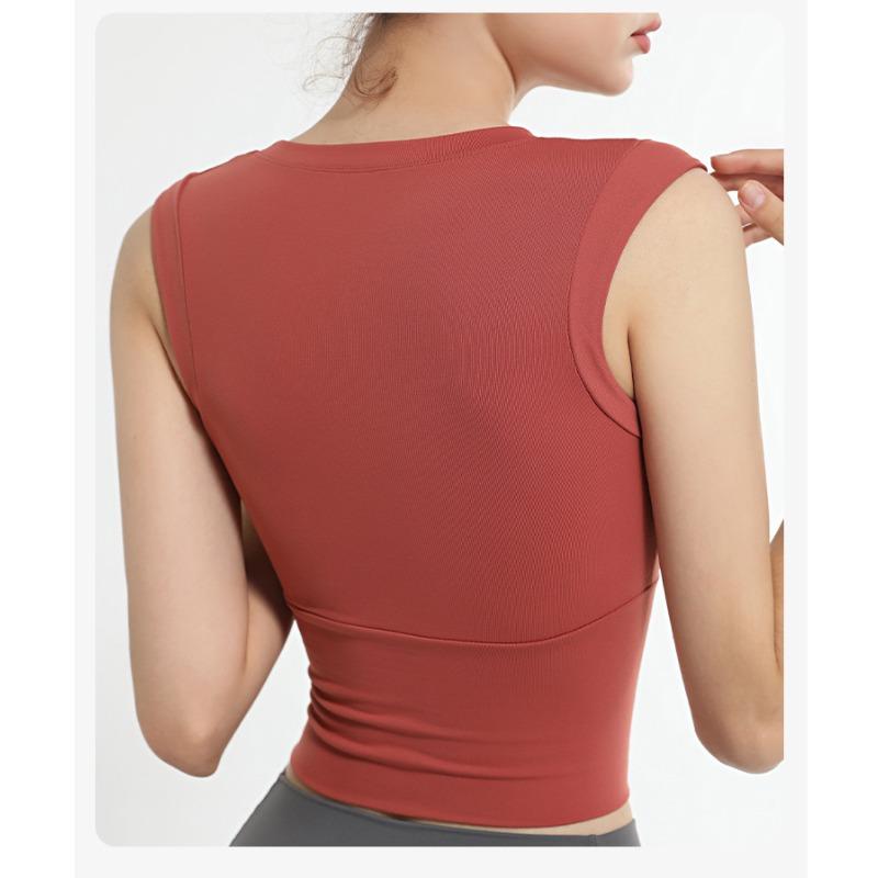 Женский однотонный сексуальный спортивный топ для йоги без рукавов