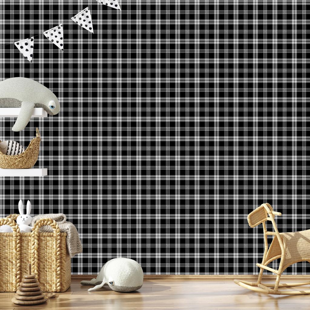 Wallpaper Black and white checkered gray, graphite and black 50x1000