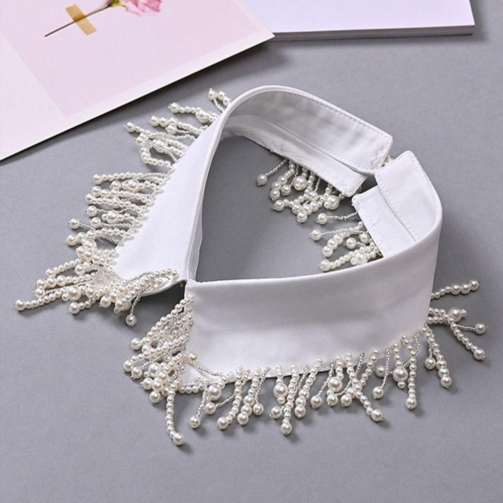 Shirt Detachable Collar Neckline White Black False Collar Fashion Pearl Fake Collar Women