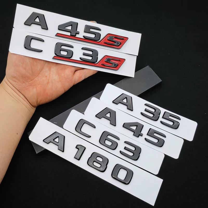 3D ABS Glossy Black A35 A45 C63 A180 S Logo Letters Badge Car Sticker Trunk Emblem For Mercedes Benz AMG W205 W177 W176 C205 AV1