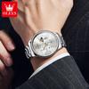 OLEVS Moon Phase Men's Watch Simple Casual Original Fashion Quartz Watch for Men Waterproof Luminous Stainleess Steel Wristwatch