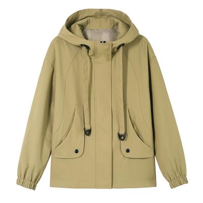 Куртка с капюшоном, короткое пальто, женский весенне-осенний повседневный свободный кардиган для людей среднего возраста, ветровка