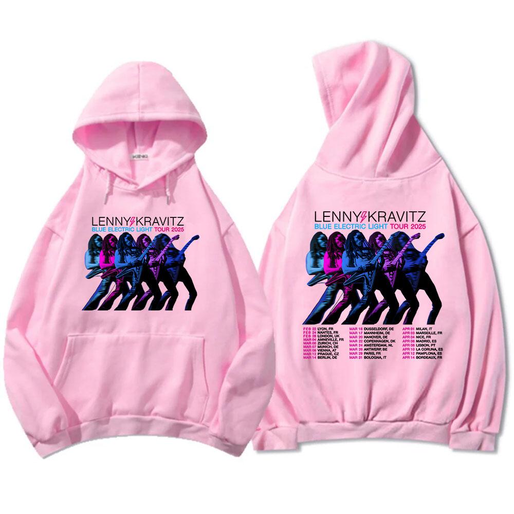 Lenny Kravitz Blue Electric Light Tour 2025 Толстовки с капюшоном Rock Rapper Graphic Print Sweatshirt Heavy Mental Fashion Unisex Streetwear