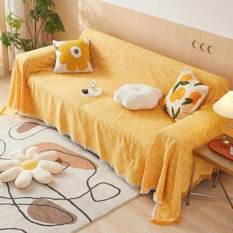 Покрывало для дивана Nordic Double Mat Ins Minimalist Anti Slip Solid Color Sofa Towel Двустороннее всесезонное покрывало для дивана