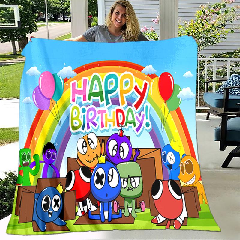 1pc Blanket Rainbow Friends1 Print Design, Lightweight Blanket for Sofa, Bed- Soft &Warm, Gift for All Seasons like Christmas, Halloween