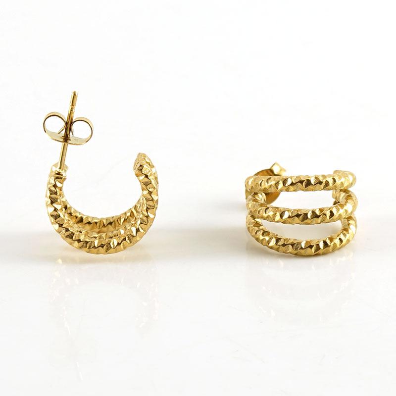 New fashion stainless steel three-layer exquisite earrings, high-end temperament earrings, simple and fashionable women