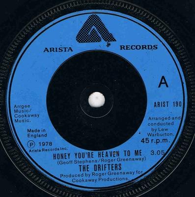 7-дюймовая пластинка DRIFTERS - Honey You're Heaven To Me ARIST190 Arista 1978 UK Соул/Фанк Б/У