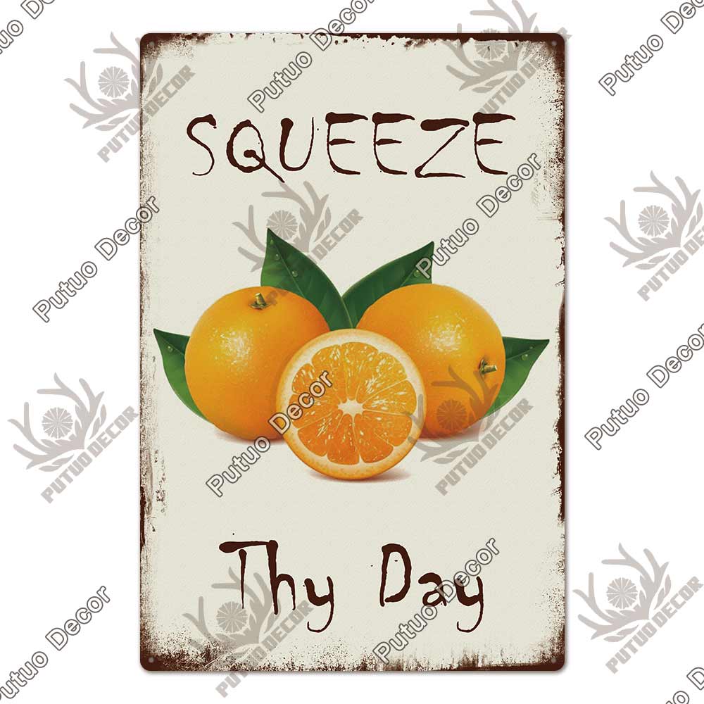 Putuo Decor Фрукты Винтажная Жестяная Табличка Металлическая Пластина Ретро Настенное Искусство Декор Гостиная Ферма Сад Кухня Железная Роспись