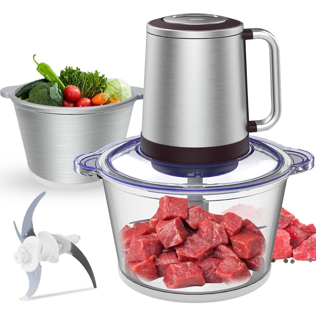 New Food Processor Large Capacity 2 Types of Chopping 500W High 4 Stainless Steel Can Crush Baby Ground Food Home Food 2 Speed Meat Food Space Cooking