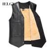 Men's Pu Leather Vest New Winter Warm Middle-aged And Elderly Large Size Plus Velvet Padded Vest