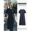 Za2025 Summer New Women Clothes Round Neck Short Sleeve Waist Hugging Slimming Denim Long Dress 2183242 407