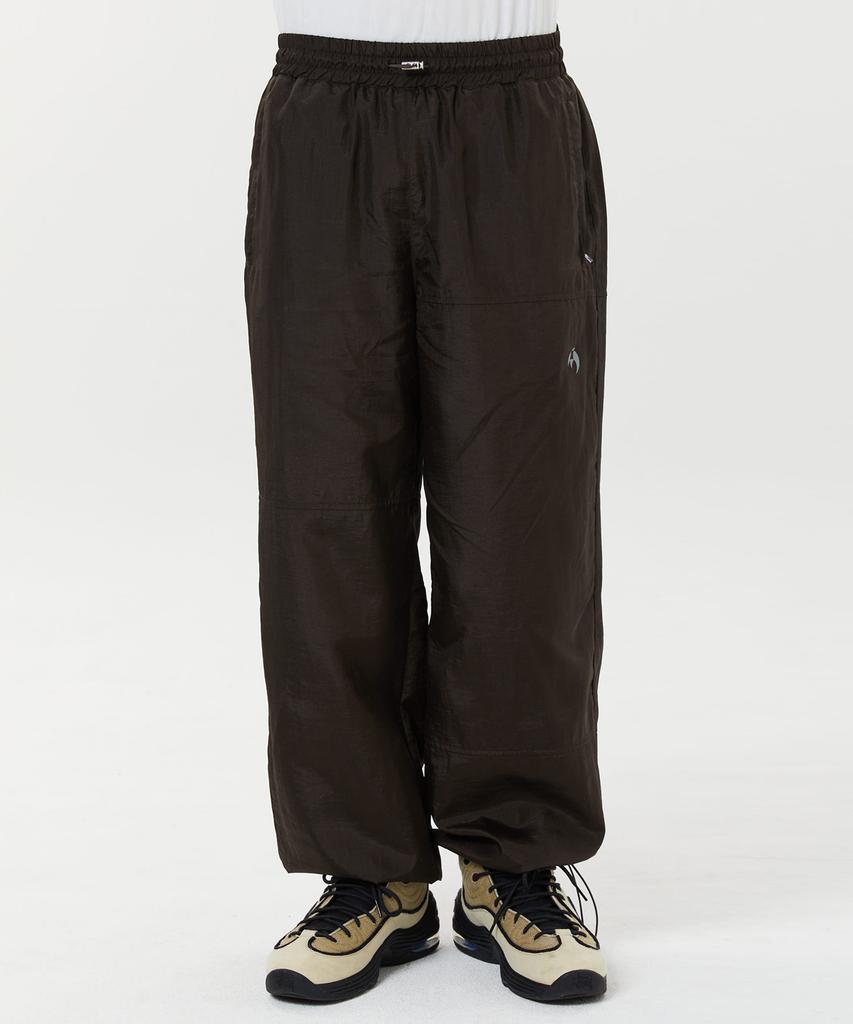WAIKEI Nylon Wide Track Pants Brown