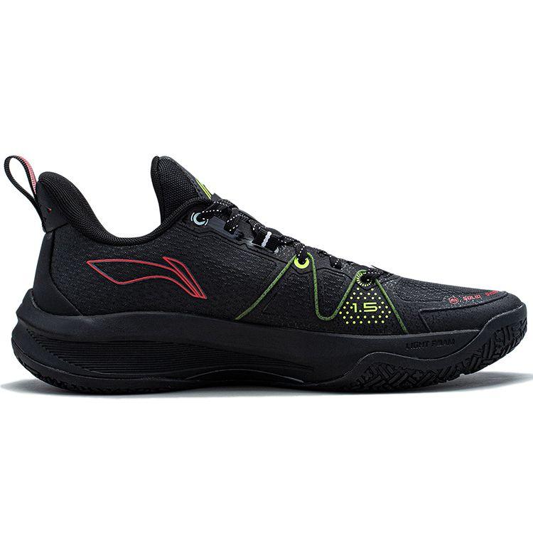 Lining Light Speed 1.5 Fabric Synthetic Leather Wear-Resistant Breathable Rebound Low-Top Basketball Shoes Men Sneakers Black Red ABAT101-4