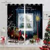 Занавески для рождественской елки с синим звездным небом, красные занавески с бантом, 2 панели, гостиная, спальня, декор детской комнаты, домашний декор