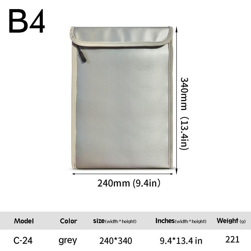 340x240 Fireproof File Bag Fiberglass Fireproof Water Resistant Faraday Storage Money Passport Security Document File Folder