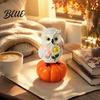Unique Halloween Collectible Souvenirs Fall Pumpkin Owl Figurine Resin on Statue with Creative Scarf Sunflower for Autumn Thanksgiving Indoor