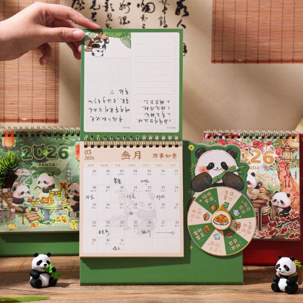Double Coil New Year Desktop Calendar Cartoon Panda Flip Calendar Planner Calendar Home