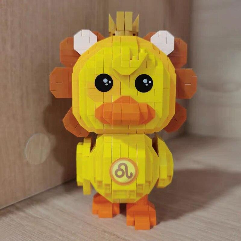 97055 Зодиак Лев Утка Животное Созвездие Pet Кукла Модель DIY Мини Алмазные Блоки Кирпичи Строительная Игрушка для Детей без Коробки