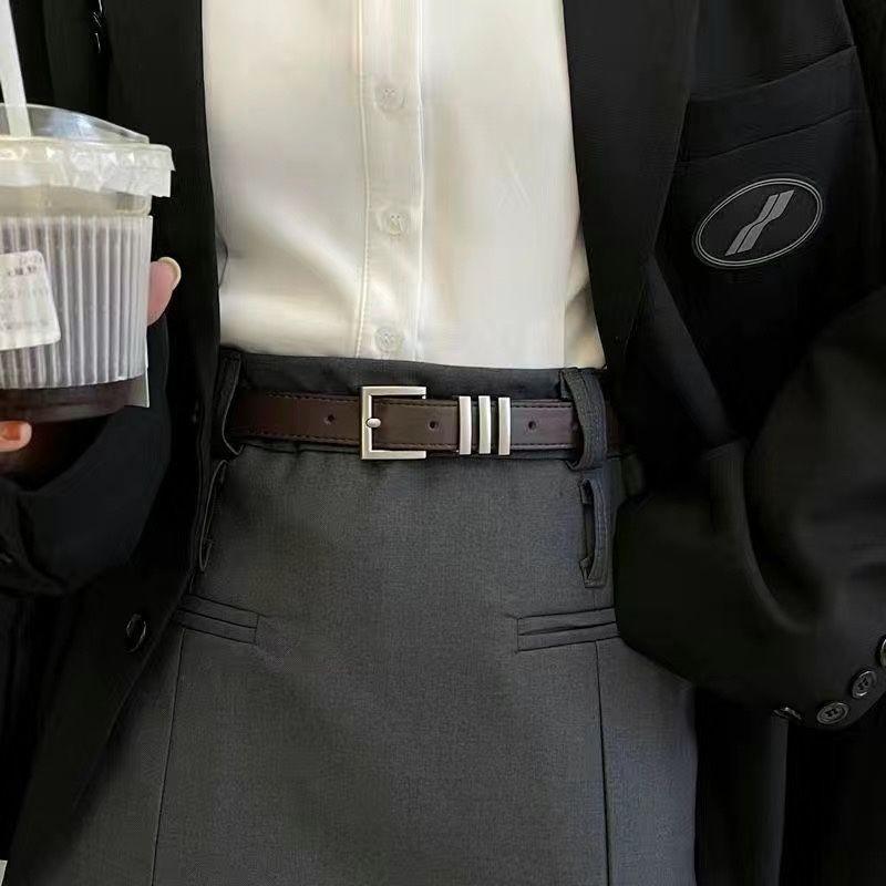 Винтажный черный женский ремень Легкий модный простой материал из ПУ для стильных нарядов