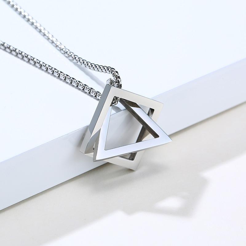 Vnox Geometric Men's Necklaces,Hollow Triangle Pendant,Minimalist Metal Stainless Steel Male Simple Casual Collar Jewelry