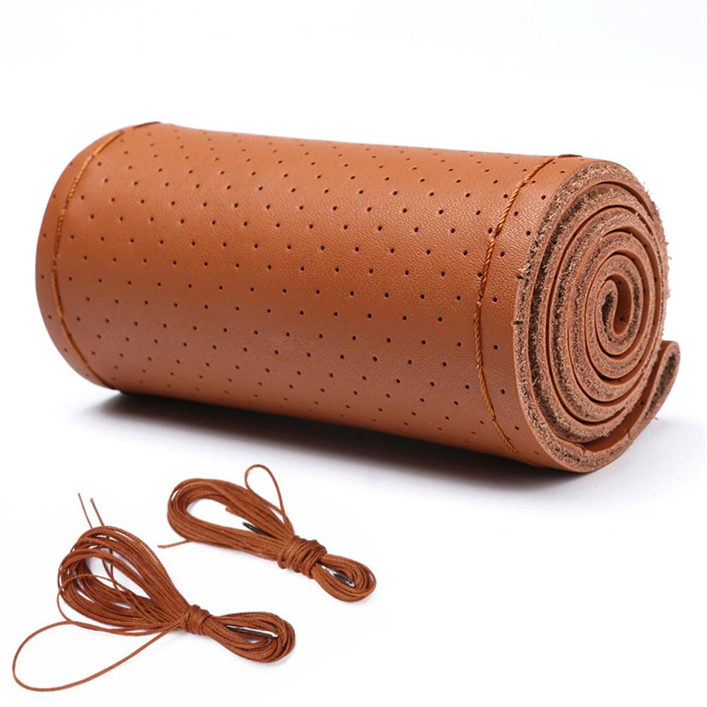 Универсальная оплетка на руль 38 см кожаная ручная оплетка на руль натуральная кожа коровы с иглами и нитками