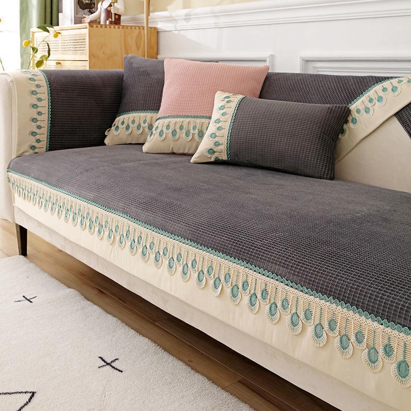 Флисовый чехол для дивана, нескользящая клетчатая подушка для дивана, высококачественная универсальная мебель для гостиной, пылезащитное полное покрытие