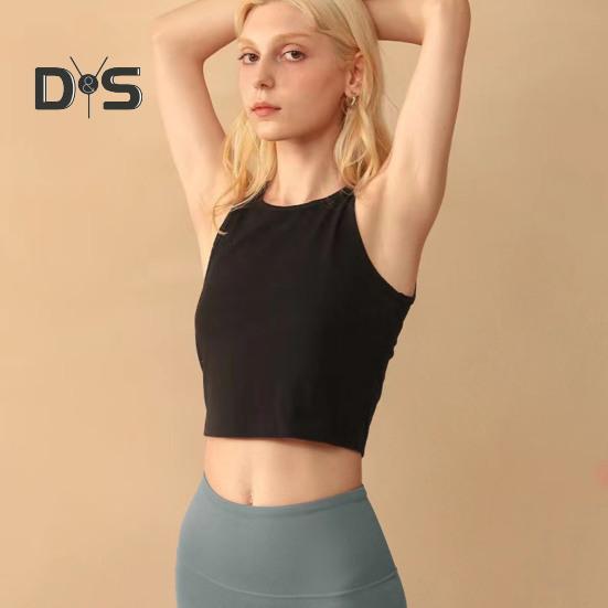 Ladies Cropped Tops Round Neck Sleeveless Slim Fit Pullover Top Casual Bottom Shirt Solid Color Summer Casual Short T-shirt Sexy Tank Top Women